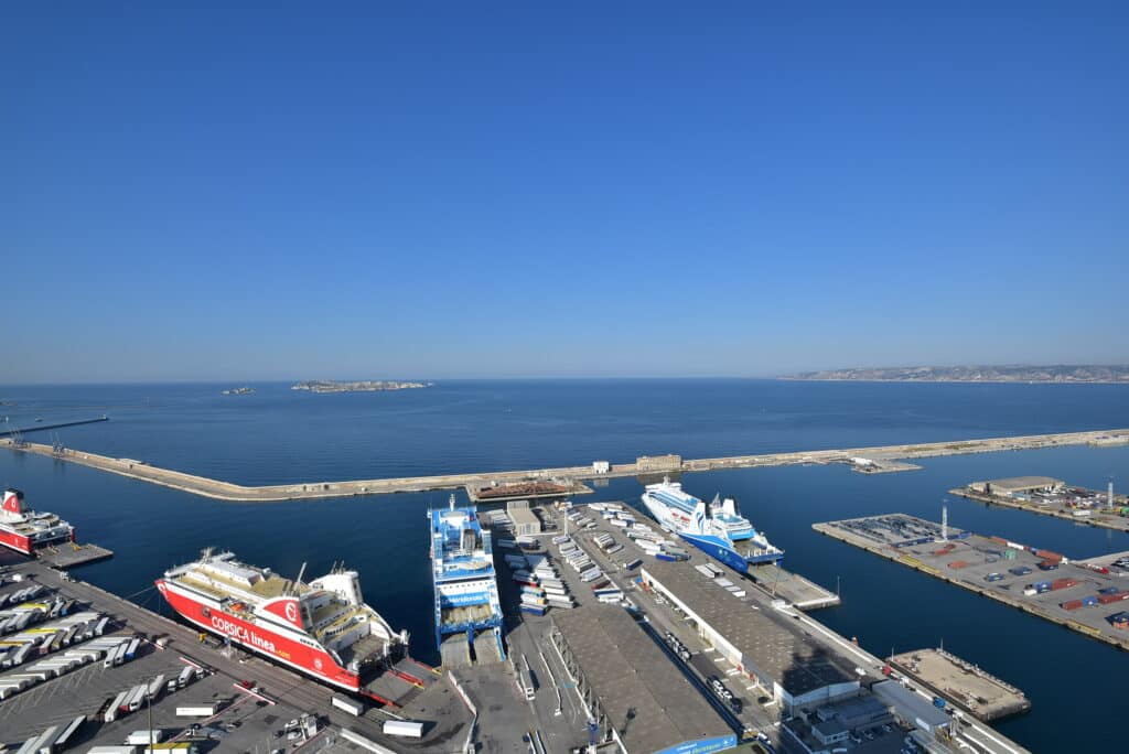 The view over the sea and the Frioul islands from the Sky Center