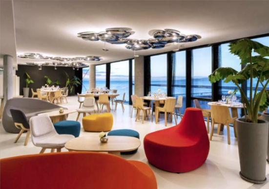 The Mucem restaurant with a sea view