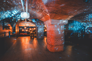 The vaulted Cabaret space at La Place des Canailles