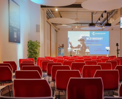 Plenary setup room at La Coque