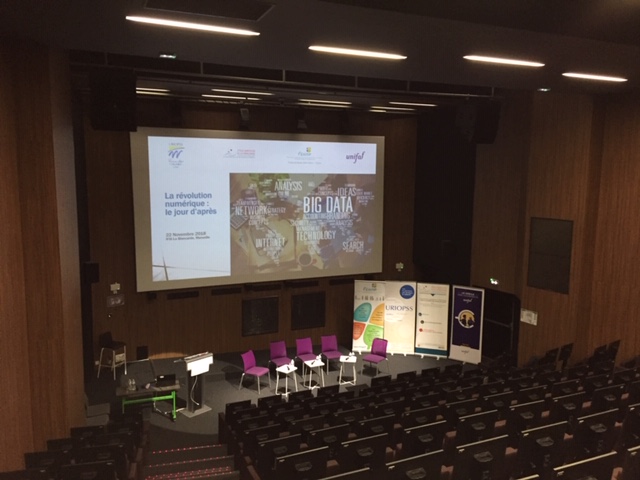 The IFSI la Blancarde auditorium set up for a conference