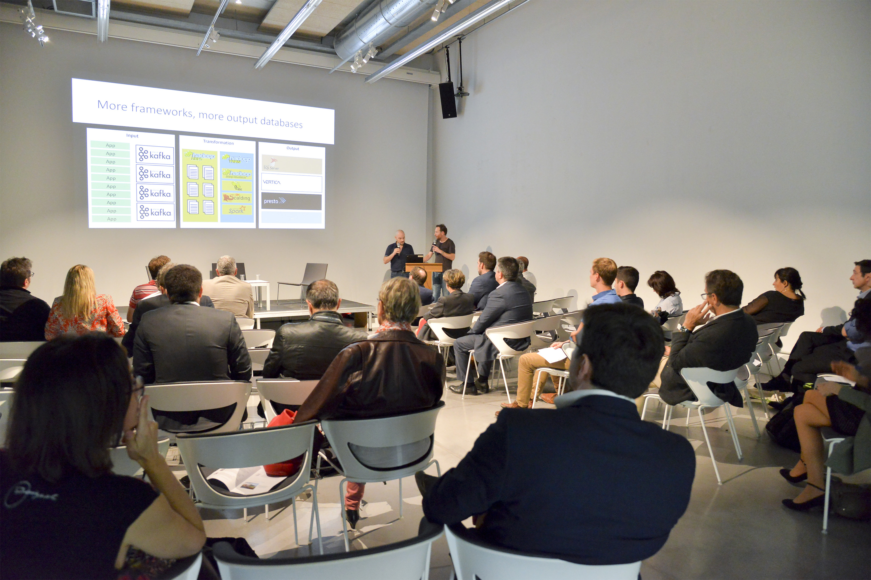 A conference on the multimedia floor at Frac Sud